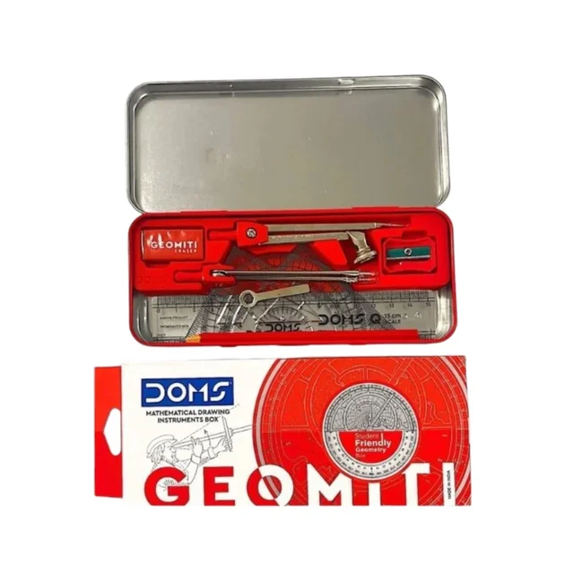 Doms Geomiti Mathematical Drawing Instruments Box & Geometry Box Red Colour Pack of 1