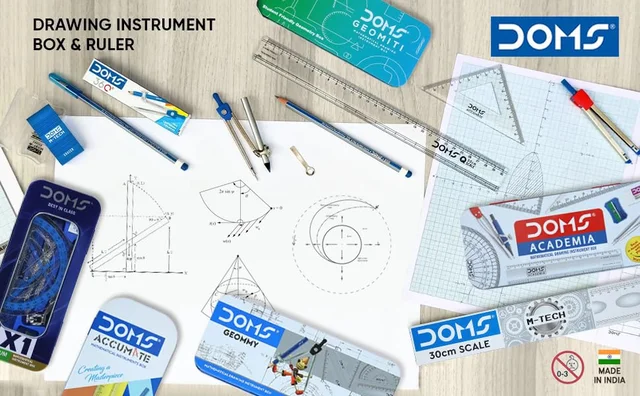 Doms Geomiti Mathematical Drawing Instruments Box & Geometry Box Red Colour Pack of 1