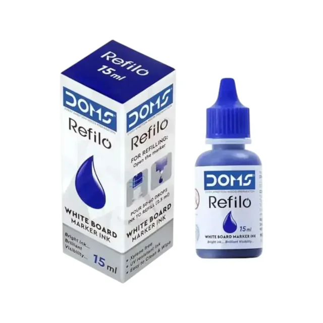 Doms Refilo Whiteboard Marker ink 15ml - 20 Pieces, Blue
