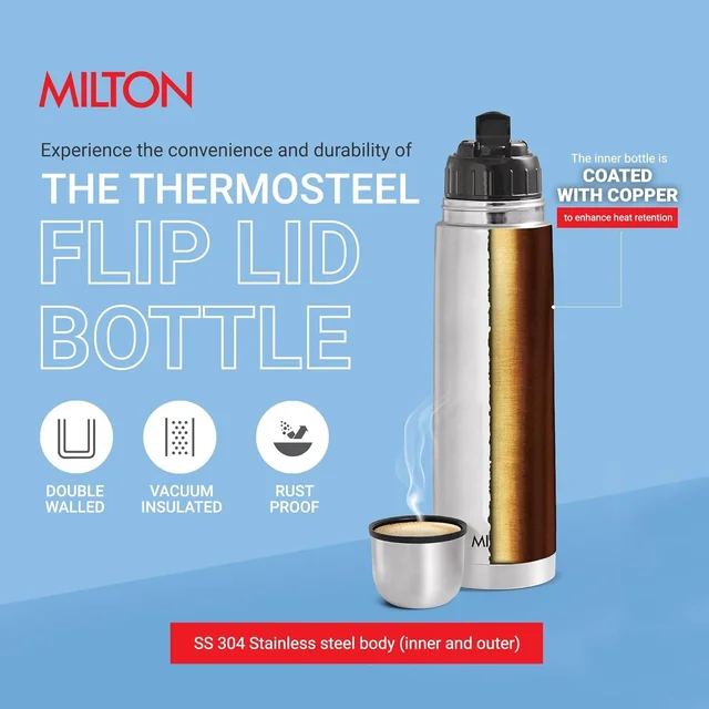 Milton Thermosteel 24 Hours Hot & Cold Water Bottle with Bag 1 Piece 350 ml