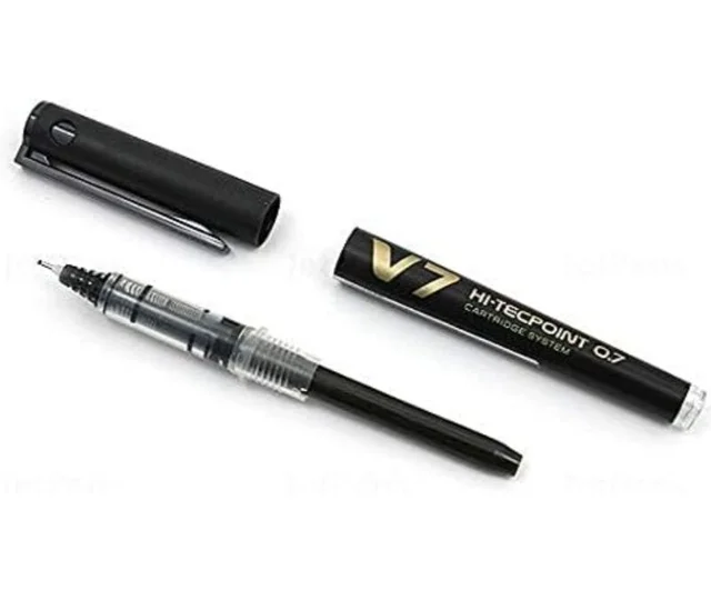 Pilot V7 Hi Tecpoint Cartridge System Roller Ball Pen Blue, Black, Red, Green Pack of 4