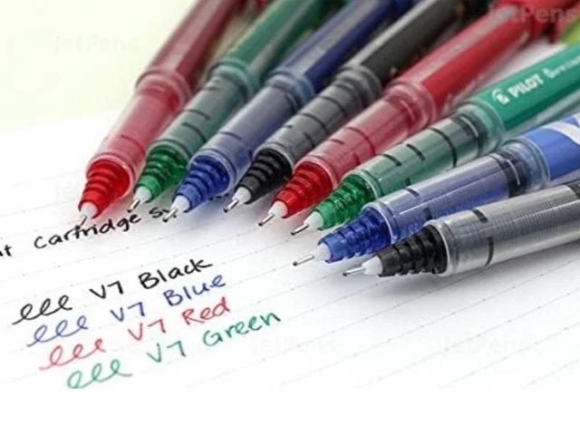 Pilot V7 Hi Tecpoint Cartridge System Roller Ball Pen Blue, Black, Red, Green Pack of 4