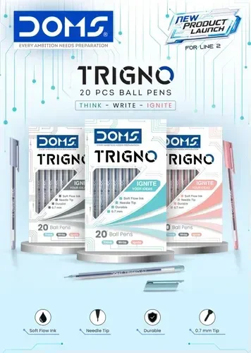 Doms Trigno Ball Pen Pack of 20 Pieces - Blue