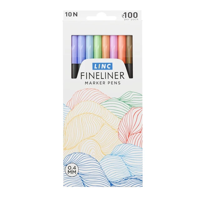 Linc Lice Fineliner Marker Pens 0.4mm Multicolour Pack of 10
