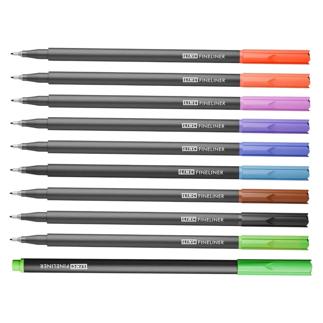 Linc Lice Fineliner Marker Pens 0.4mm Multicolour Pack of 10