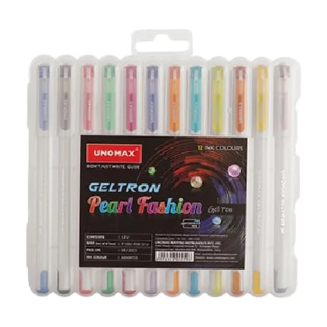 Unomax Geltron Pearl Fashion Colour Gel Pen Pack of 12