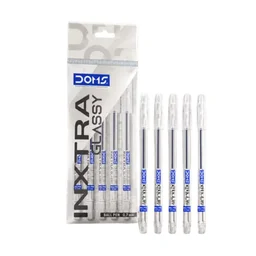 Doms Inxtra Glassy Ball Pen - 5 Pieces, Blue