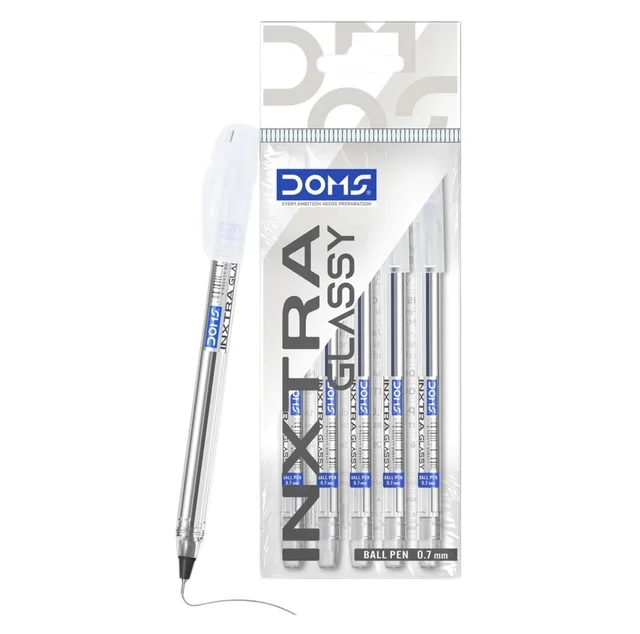 Doms Inxtra Glassy Ball Pen - 5 Pieces, Black