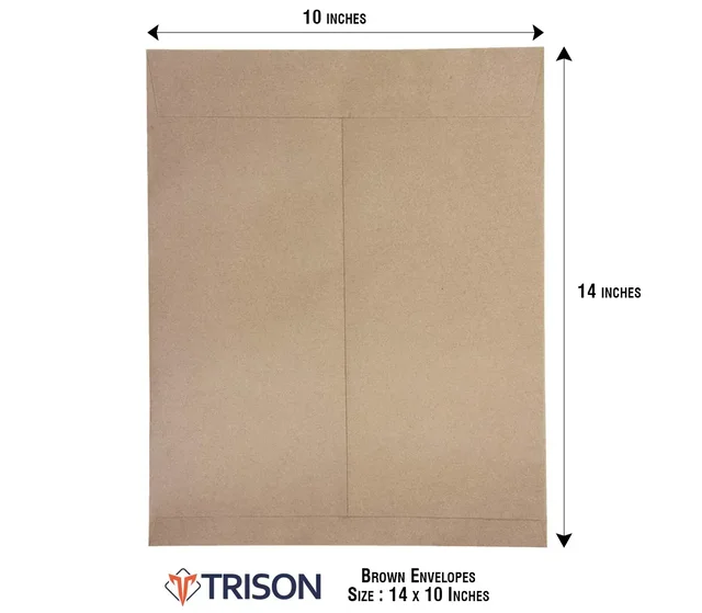 Trison Brown Envelopes - 100 Pieces, 14 x 10 inch