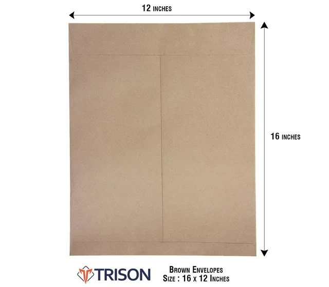Trison Brown Envelopes - 100 Pieces, 16 x 12 inch