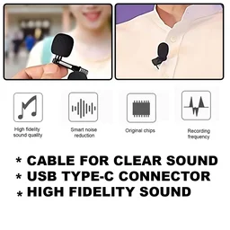 TYPE C MIC, Wired Type-C Lavalier Lapel Microphone | Clip-On Collar Mic with 1.5M Cable | Professional Voice Recording Mic for YouTube, Podcasts, Interviews & Smartphones(3762)