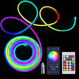 5M NEON STRIP, 5M RGB Neon LED Strip Light with USB & Remote | Color Changing Flexible Neon Rope Light for Room, TV, Gaming, Bedroom & Party Decoration (3735)