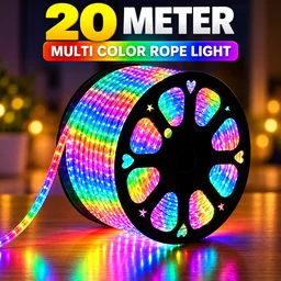 20M ROPE LIGHT MULTI, 20 Meter Multi Color LED Rope Light with 8 Changing Modes for Diwali Decoration(2661)