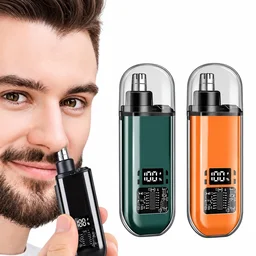 CHARGEABLE NOSE TRIMMER, Rechargeable Nose Hair Trimmer for Men & Women with LED Display | USB Charging Waterproof Nose, Ear & Eyebrow Trimmer | Portable Facial Hair Grooming Device(3834)
