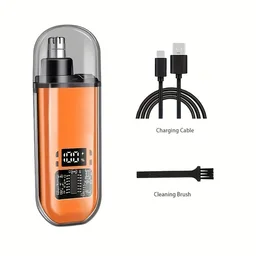 CHARGEABLE NOSE TRIMMER, Rechargeable Nose Hair Trimmer for Men & Women with LED Display | USB Charging Waterproof Nose, Ear & Eyebrow Trimmer | Portable Facial Hair Grooming Device(3834)