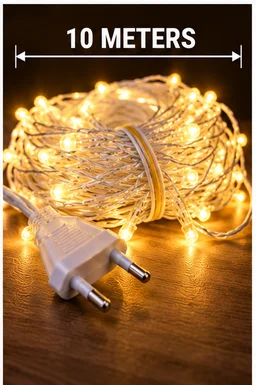 SINGLE COLOR WW, 10 Meter Warm White LED String Lights with 33 LEDs, 5mm Bulbs – Diwali Decoration Lights(0089)