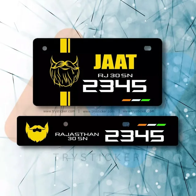 Premium Jaat Number Plate ( Jaat Lovers ) - Car, Front Side + Back Side