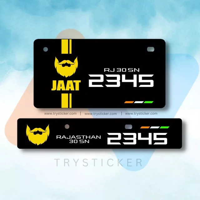 Premium Jaat Number Plate ( Jaat Lovers ) - Car, Front Side + Back Side