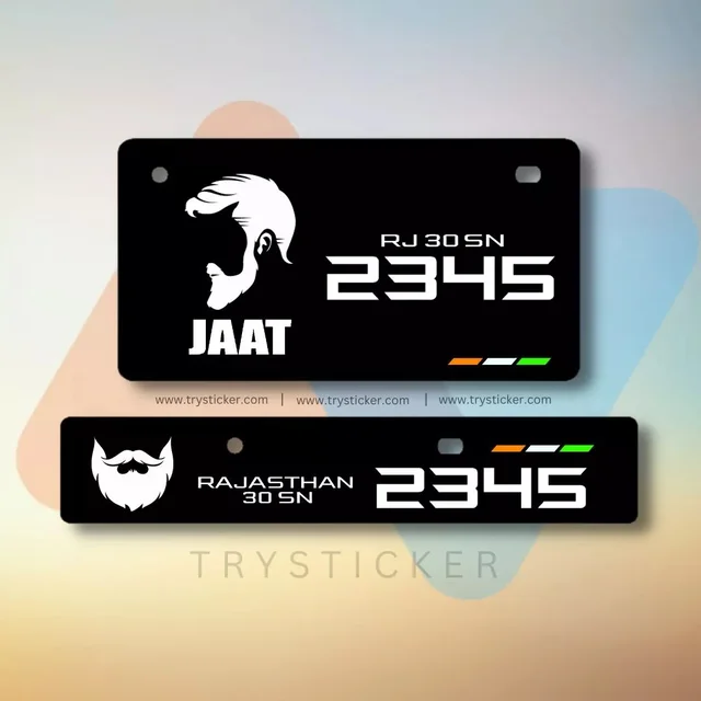 Premium Jaat Number Plate ( Jaat Lovers ) - Car, Front Side + Back Side