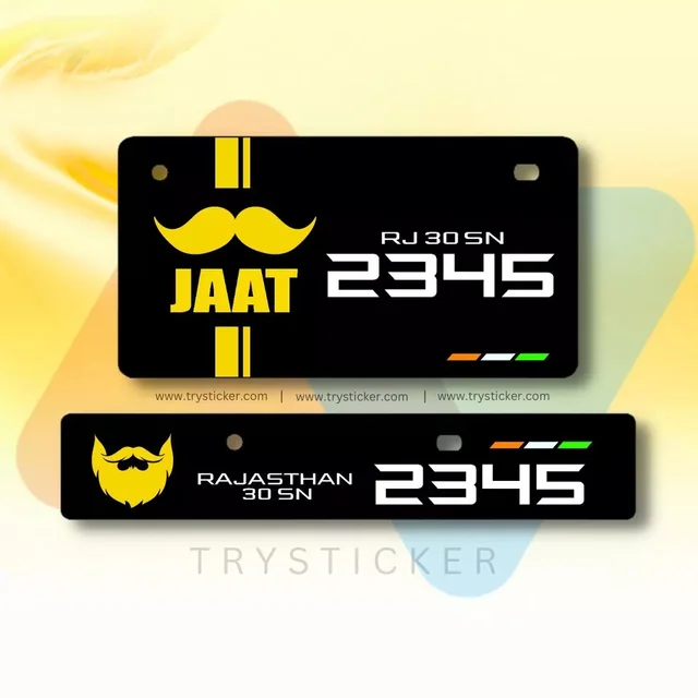 Premium Jaat Number Plate ( Jaat Lovers ) - Car, Front Side + Back Side