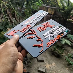 Premium Full 3d Hanuman Ji Number Plate with Name ( Jai Shree Ram ) - Bike, Only Back Side