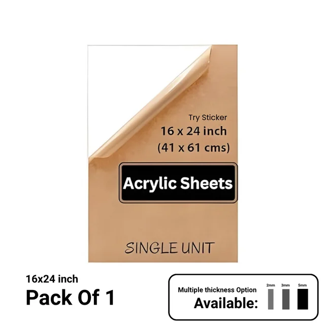 Trysticker Clear/Transparent Acrylic 1 pieces Plexiglass Sheet DIY Projects 16x24 inch - 5mm