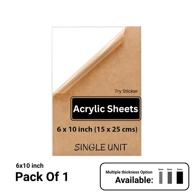 Trysticker Transparent Acrylic Sheets Plexiglass Sheets for DIY Art & Craft 6x10 inch - 3mm