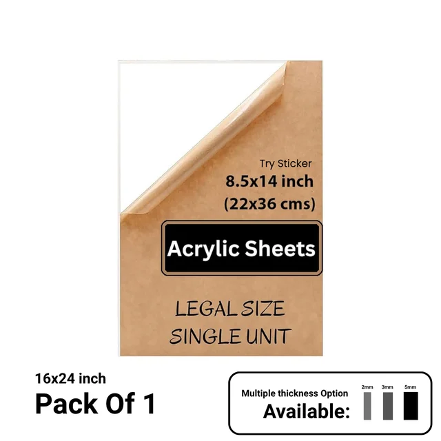 Trysticker Transparent Acrylic Sheets Plexiglass Sheets for DIY Art & Craft 8.5x14 inch - 3mm
