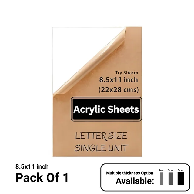 Trysticker Transparent Acrylic Sheets Plexiglass Sheets for DIY Art & Craft 8.5 x 11 inch - 5mm