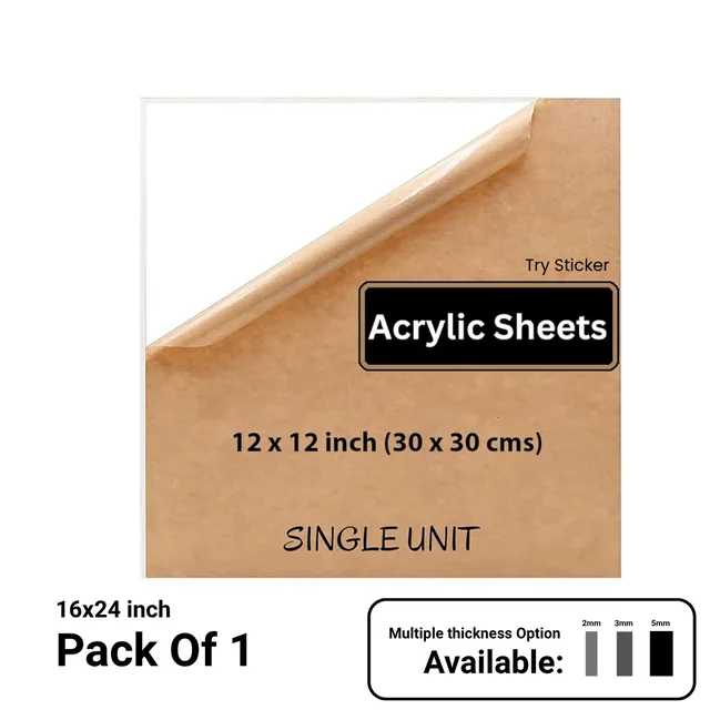 Trysticker Transparent Acrylic Sheets Plexiglass Sheets for DIY Art & Craft 12x12 inch - 5mm