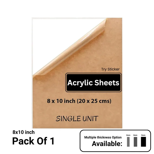 Trysticker Transparent Acrylic Sheets Plexiglass Sheets for DIY Art & Craft 8 x 10 inch - 5mm