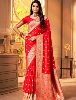 Women's Kanjivaram Soft Banarasi Silk Saree With Blouse Piece Firozi
- Free Size, Green