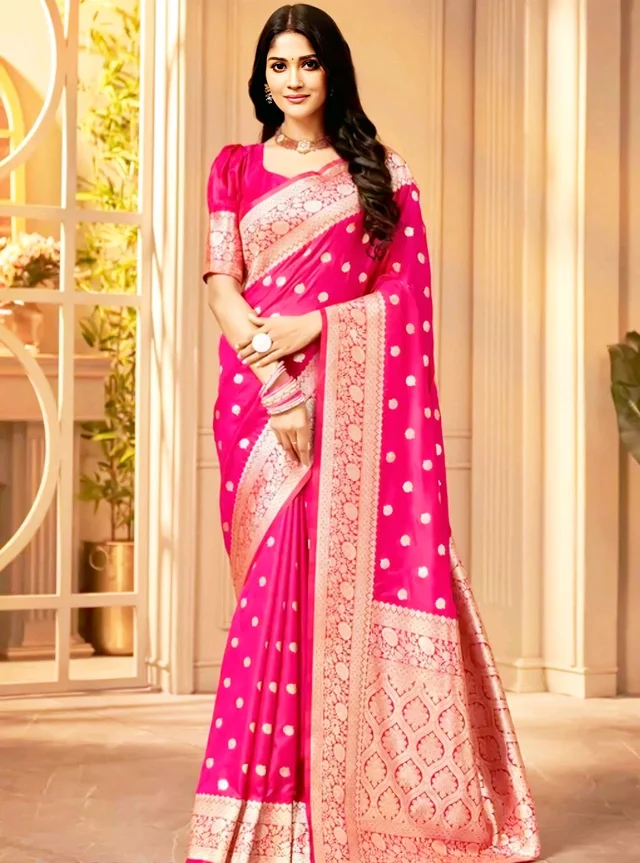 Women's Kanjivaram Soft Banarasi Silk Saree With Blouse Piece Firozi
- Free Size, Green