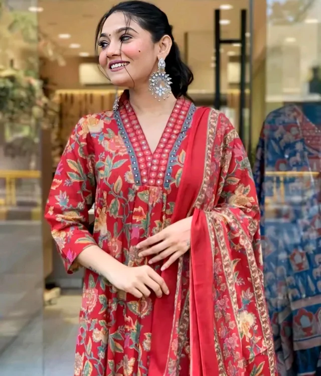 Anarkali Kurta Palazzo Dupatta Set