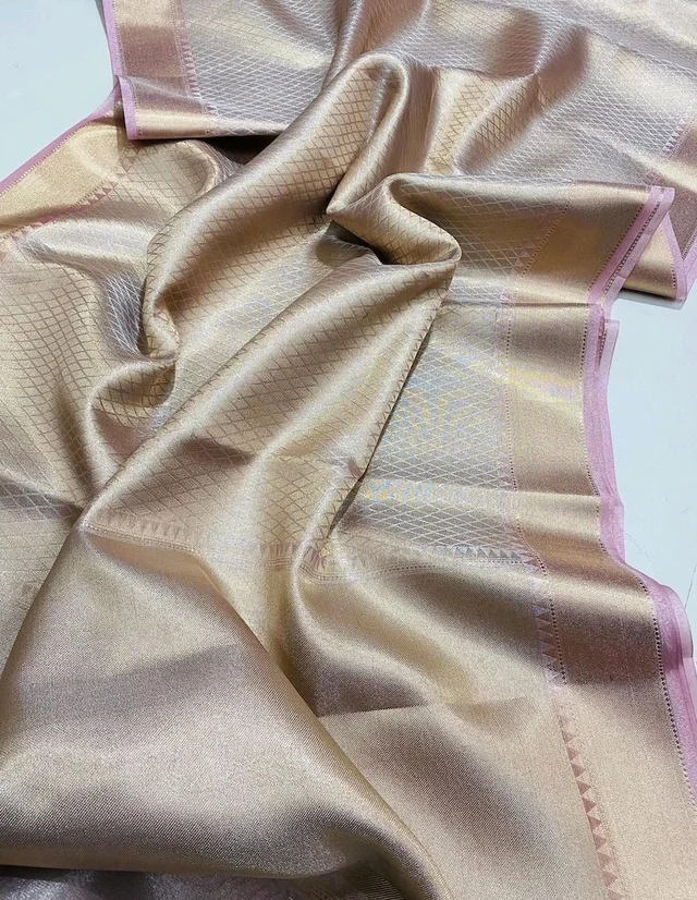 ✨ Celebrity Inspired Golden Zari Tissue Saree ✨