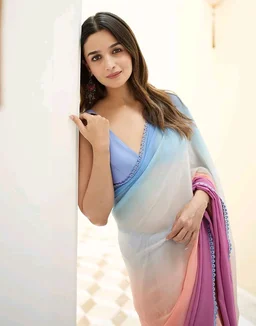 ✨ Alia Bhatt Inspired Colorblocked Georgette Saree ✨