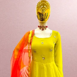 Z-9242 REAL MIRROR WORK GOWN WITH DUPPATA PANT - XXL