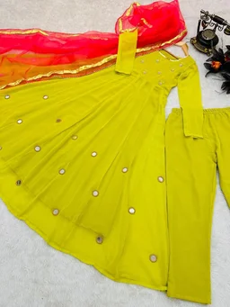 Z-9242 REAL MIRROR WORK GOWN WITH DUPPATA PANT - XXL