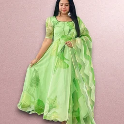 NF-1126 Anarkali Suit Fancy Style DUPPATA AND PANT - Mint Green, S