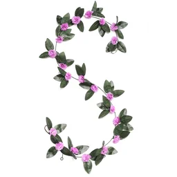 Shopnav shopnav's Artificial Marigold Genda Flower Vine Creeper With Big Green Leaves And 22 Flowers For Home And Party Decoraton (Purple, Material:Silk, Polyester) - 0.35, Purple