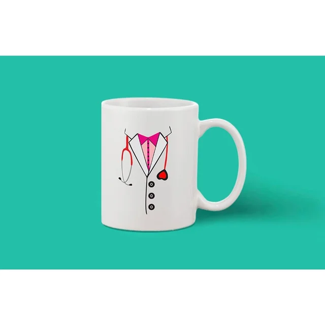 Printed Ceramic Coffee Mug - 1 Pieces, White, 11oz - 11 Oz, 0.44, White