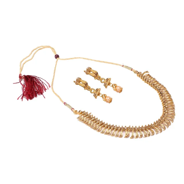 Shopnav Stylish Gold Plated Necklace Set - Gold