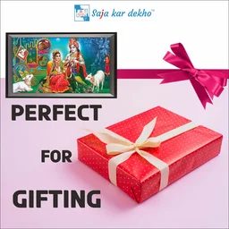 SAJA KAR DEKHO RADHA KRISHANA PHOTO High Quality Weather Resistant HD Wall Frame | 18 x 12 inch | - 18 X 12 inch