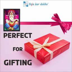 SAJA KAR DEKHO GANESH JI PHOTO High Quality Weather Resistant HD Wall Frame | 18 x 12 inch | - 18 X 12 inch