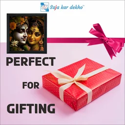 SAJA KAR DEKHO Radha Krishna Photo High Quality Weather Resistant HD Wall Frame | 20 x 20 inch | - 20 x 20 inch
