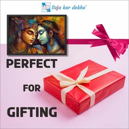 SAJA KAR DEKHO Radha Krishna Photo High Quality Weather Resistant HD Wall Frame | 18 x 12 inch | - 18 x 12 inch