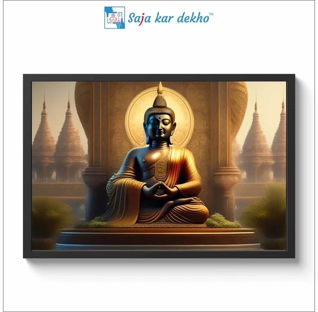 SAJA KAR DEKHO God Buddha High Quality Weather Resistant HD Wall Frame | 18 x 12 inch | - 18 X 12 inch