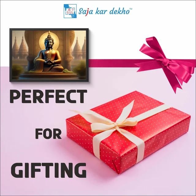 SAJA KAR DEKHO God Buddha High Quality Weather Resistant HD Wall Frame | 18 x 12 inch | - 18 X 12 inch