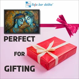 SAJA KAR DEKHO Radha Krishna High Quality Weather Resistant HD Wall Frame | 18 x 12 inch | - 18 X 12 inch