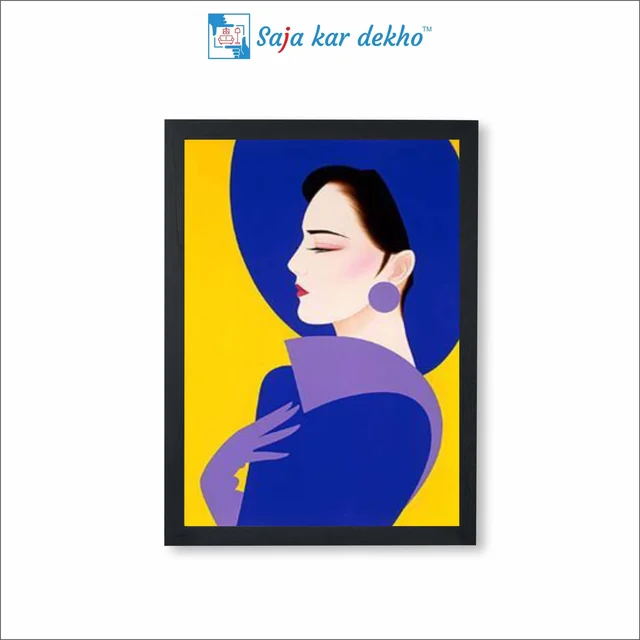 SAJA KAR DEKHO LADIES WITH HATS IDEAS ART PAINTING High Quality Weather Resistant HD Wall Frame | 18 x 12 inch | - 18 X 12 inch
